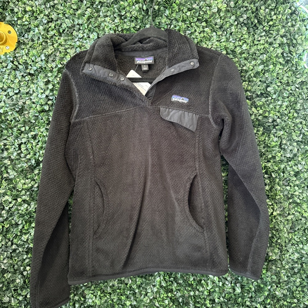 Patagonia Snap-T Black Fleece Pullover Pockets Womens Size Small